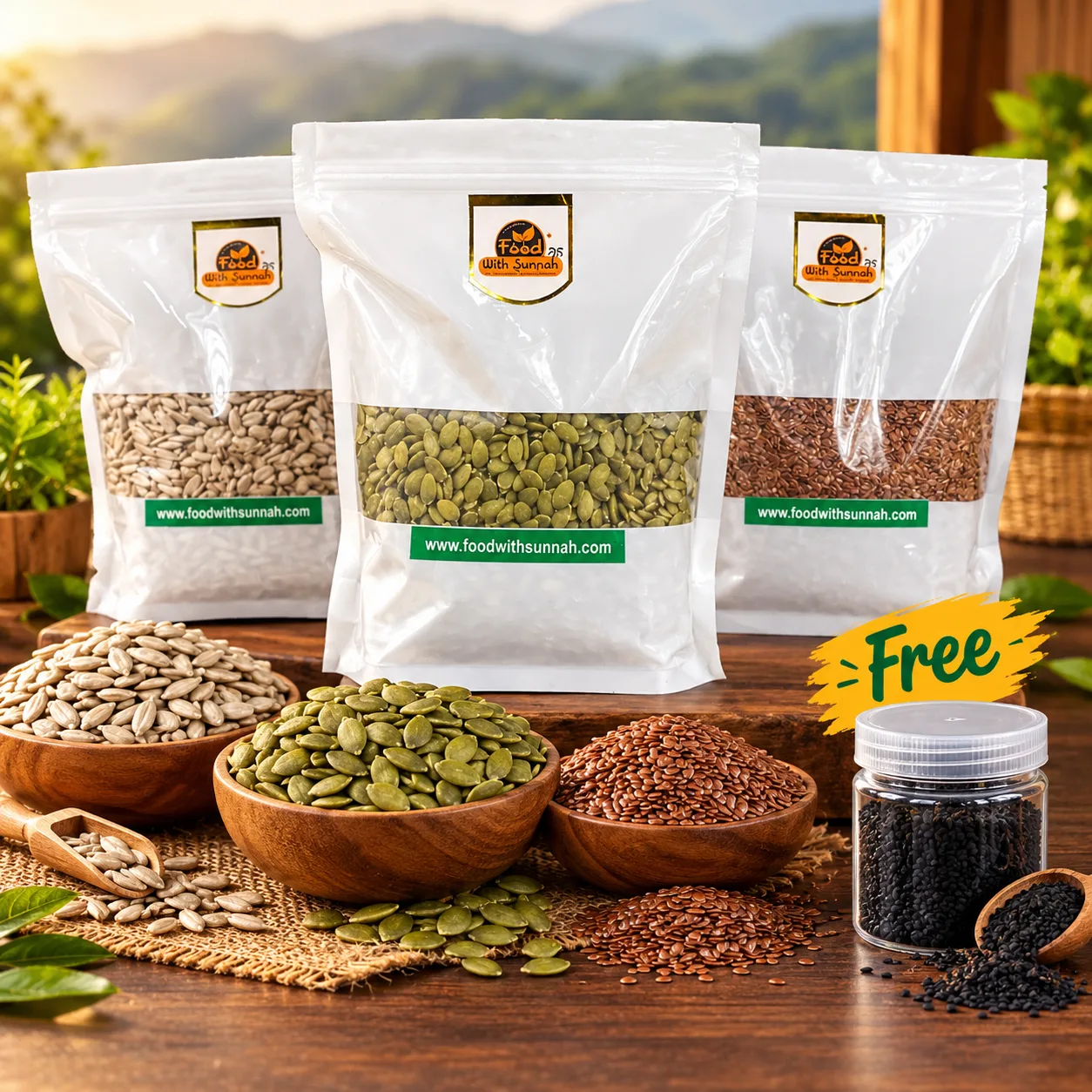 Crispy Seeds Combo 1600 Gram - মুচমুচে কুমড়া বীজ ৫০০ গ্রাম + মুচমুচে সূর্যমুখী বীজ ৫০০ গ্রাম + মুচমুচে তিসি বীজ ৫০০ গ্রাম + ১০০ গ্রাম কালোজিরা ফ্রি !!!